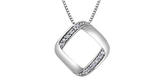 Sterling Silver 0.08cttw Diamond Necklace - Rhomb Pendant