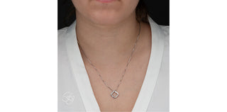 Sterling Silver 0.08cttw Diamond Necklace - Rhomb Pendant