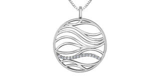 Sterling Silver 0.07cttw Waves Diamond Necklace