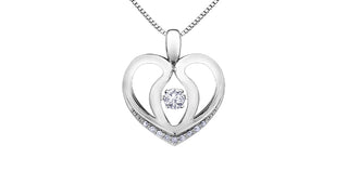 10K White Gold 0.20 cttw Diamond Heart Pulse Pendant