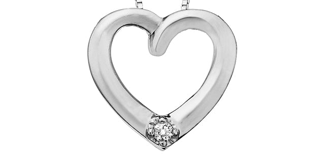 10K White Gold 0.02 cttw Diamond Heart Pendant
