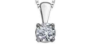 Colgante solitario con engaste de ilusión de diamantes de 0,03 quilates de oro blanco de 10 quilates, 18"