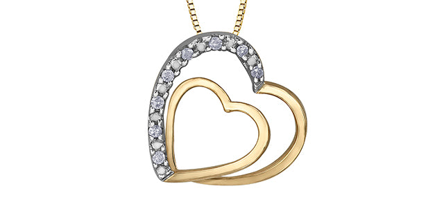 10K Yellow Gold 0.05cttw  Diamond  Heart Pendant, 18&quot;