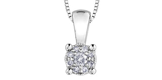 Colgante solitario con engaste de ilusión de diamantes de 0,06 quilates de oro blanco de 10 quilates, 18"