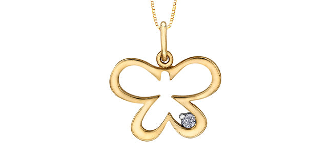 10K Yellow Gold 0.02 cttw Diamond Butterfly Necklace