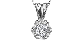Colgante con solitario de diamantes de 0,05 quilates en oro blanco de 10 quilates, 18"