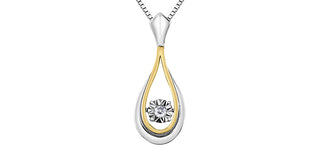 Sterling Silver and 10k Yellow Gold 0.05cttw Diamond Illuminaire Necklace