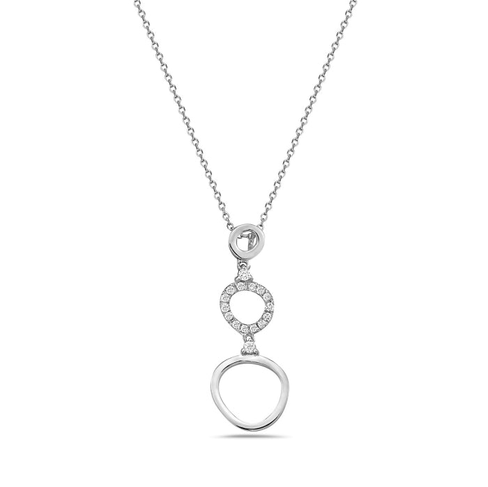 14K White Gold Diamond Pendant, 18&quot;