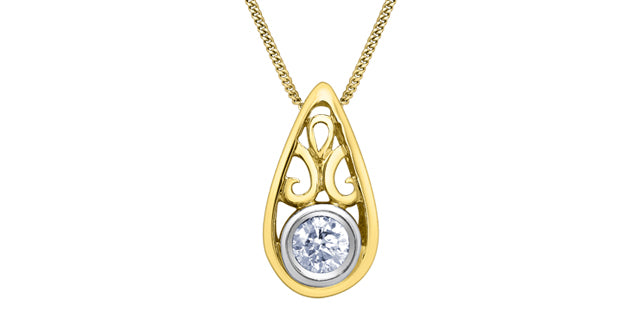 10K Yellow Gold 0.10 Diamond Solitaire Pendant - 18&quot;