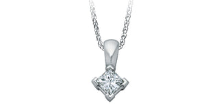 Colgante de diamante canadiense de talla cuadrada de talla princesa de 0,30 quilates en oro blanco de 14 quilates, 18"