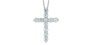 10K White Gold 1.00cttw Lab Grown Diamond Cross Necklace