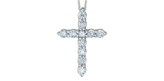 Tracking - 10K White Gold 0.25cttw Lab Grown Diamond Cross Necklace - 18 Inches