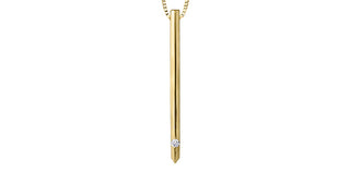 10K Gold 0.03 cttw Canadian Diamond Solitaire Bar Necklace, 18"