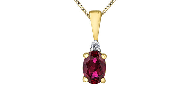 10K Yellow Gold Ruby and Diamond Necklace, 18&quot;
