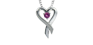 10K White Gold Pink Topaz Heart Necklace