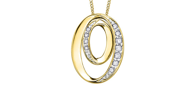 10K Yellow Gold 0.10cttw Diamond Pendant, 18&quot;