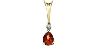 Colgante de oro amarillo de 10 quilates con diamantes y granates de 0,02 quilates, 18"