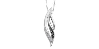 Sterling Silver 0.06cttw Diamond Leaf Pendant Necklace