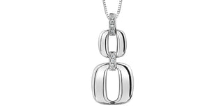 Sterling Silver 0.07cttw Diamond Double O Necklace