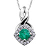 10K White Gold Emerald &amp; Diamond Pendant