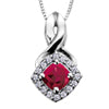 10K White Gold Ruby &amp; Diamond Pendant