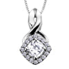 10K White Gold White Zircon &amp; Diamond Pendant