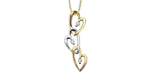 Colgante en forma de corazón con diamantes canadienses de 0,03 quilates en oro amarillo de 10 quilates, 18"