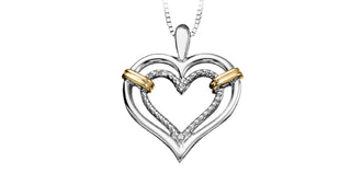 Sterling Silver & 10K Yellow Gold Heart Diamond Necklace