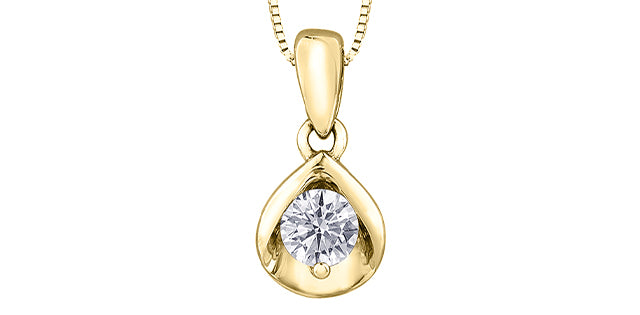 10K  Yellow Gold 0.20 cttw Canadian Diamond Solitaire Necklace, 18&quot;