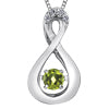 10K White Gold Round Cut Peridot and Diamond Pendant - 18 inches