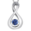 10K White Gold Round Cut Sapphire Diamond Pendant - 18 inches