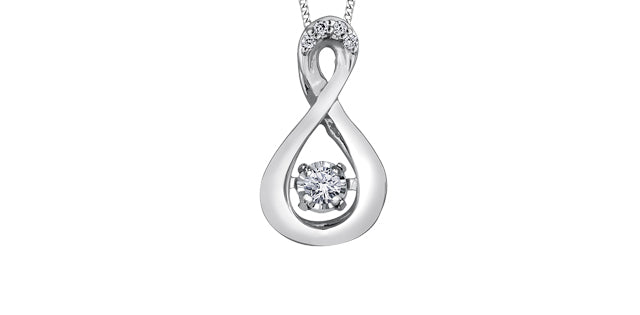 10K White Gold Diamond Pendant - 18 inches