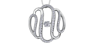 10K White Gold 0.40 cttw Diamond Pulse Pendant