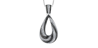 10K White Gold 0.45 cttw Diamond & Black Diamond Pendant