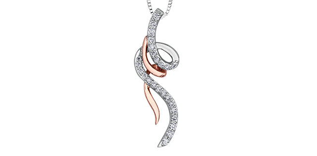 10K White &amp; Rose Gold 0.13 cttw Diamond Necklace