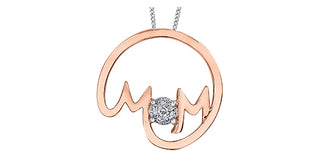 10K Rose & White Gold 0.04cttw Diamond Necklace, 18"
