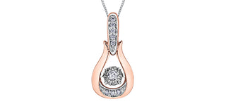 10K Rose & White Gold 0.06cttw Diamond Necklace, 18"