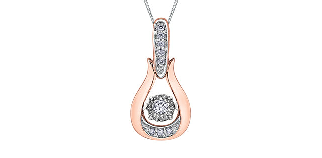 10K Rose and White Gold 0.06 cttw Diamond Pulse Pendant, 18&quot;