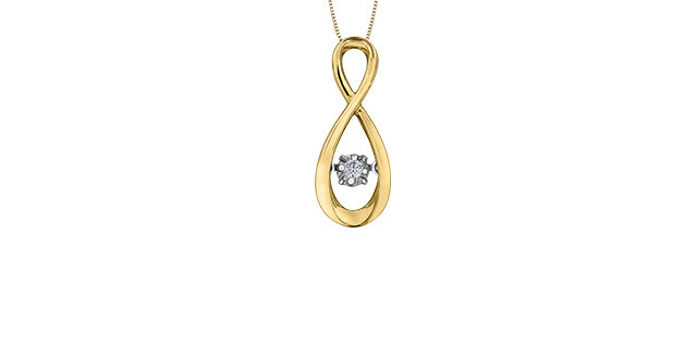 Colgante de oro amarillo de 10 quilates con diamantes de 0,03 quilates, 18&quot;