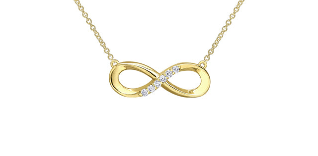 10K Yellow Gold 0.06cttw Diamond Infinity Pendant, 18&quot;