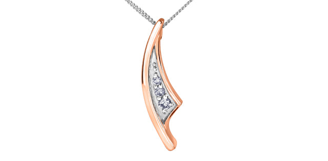 10K White &amp; Rose Gold 0.05 cttw Diamond Necklace