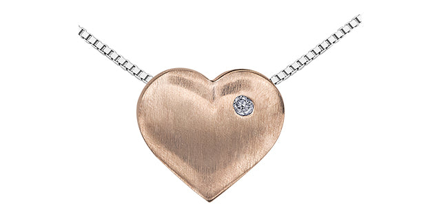 Sterling Silver &amp; 10K Rose Gold 0.01cttw Diamond Necklace