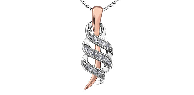 10K White &amp; Rose Gold 0.14 cttw Diamond Necklace