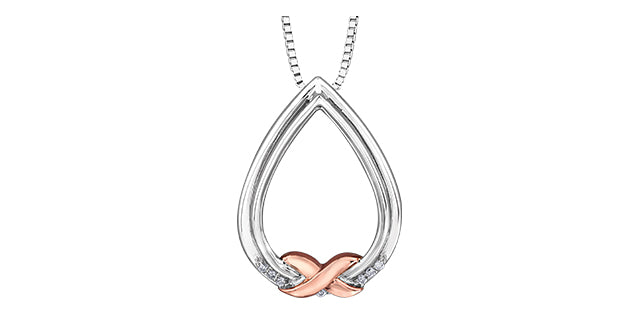 10K White &amp; Rose Gold 0.04 cttw Diamond Necklace