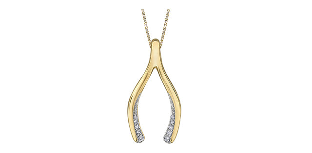 10K Yellow Gold 0.05 cttw Diamond Wishbone Necklace