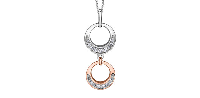 10K White &amp; Rose Gold 0.14 cttw Diamond Necklace