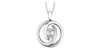 10K White Gold Diamond Necklace 18"