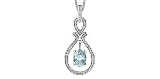 10k White Gold Aquamarine Birthstone pendant