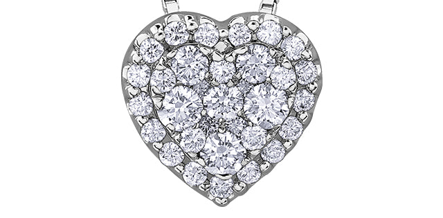 14K White Gold 0.34 cttw Diamond Heart Pendant