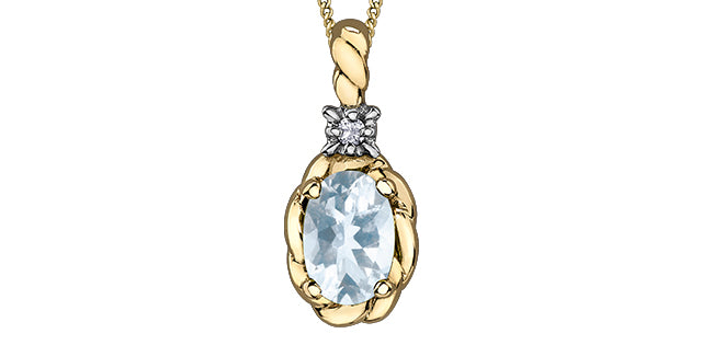 10k Gold Aquamarine Birthstone pendant